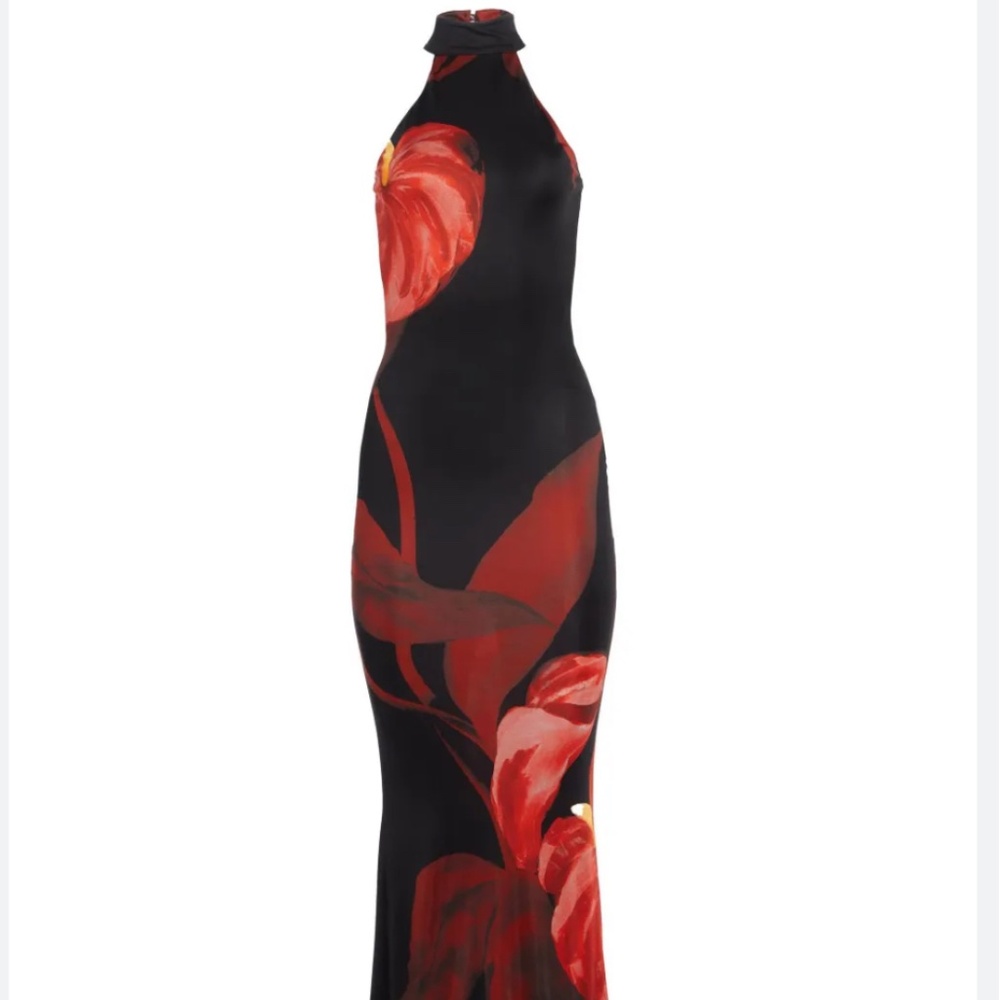 Retrofete Mabel floral-print halterneck gown